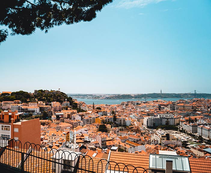 View of downtown Lisbon from a viewpoint during daytime